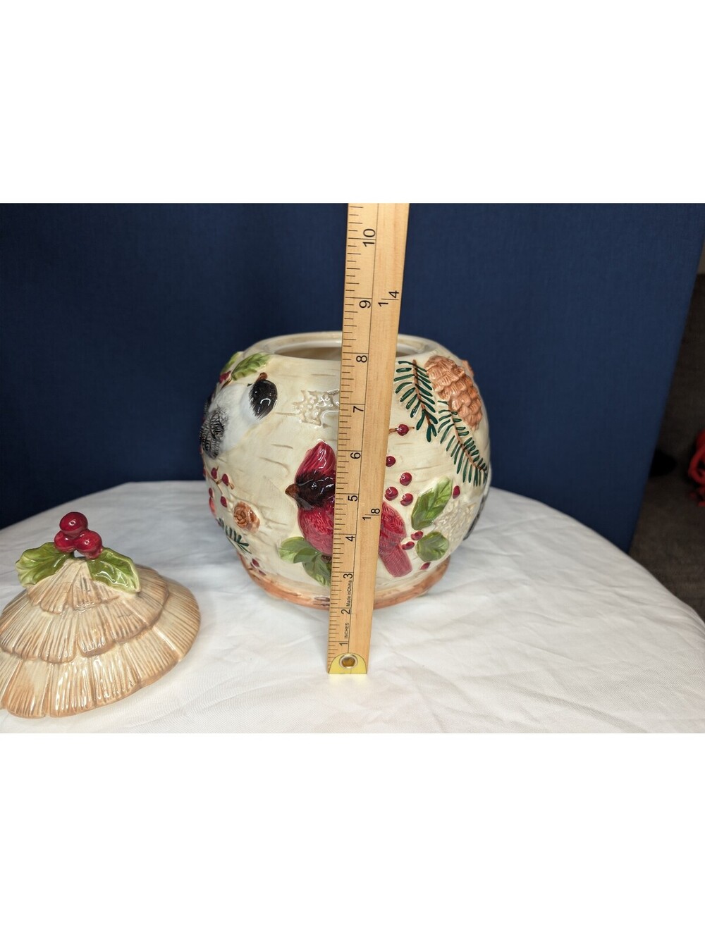 Sonoma Ceramic Bird and Pinecone Cookie Jar with Lid - Picture 5 of 7